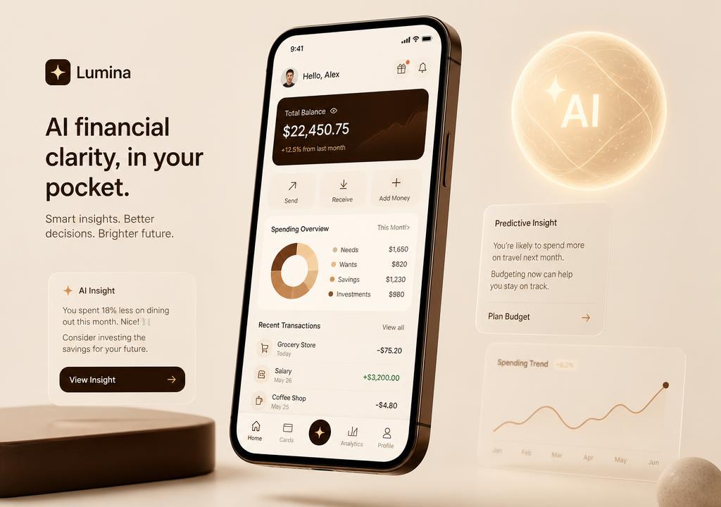 نمونه کار POOLETO — مدیریت کیف پول با AI — موبایل توسط تیم یازیاپ